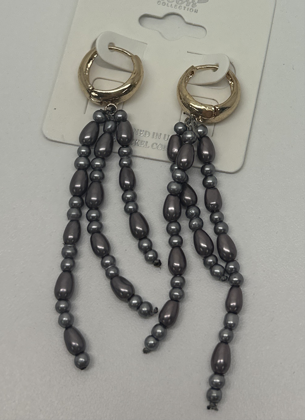 E - Pearl Drop Huggie Hoop
