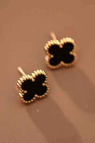18K Stainless Steel Clover Studs