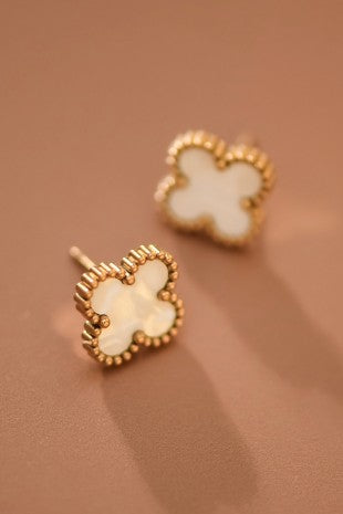18K Stainless Steel Clover Studs