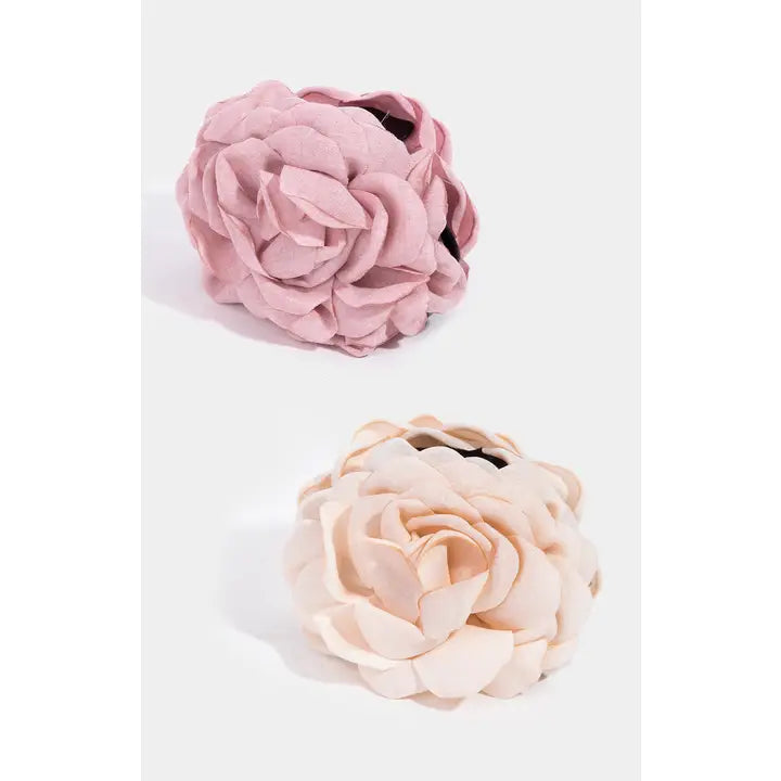 2pc Fabric Rose Hair Claw Clip