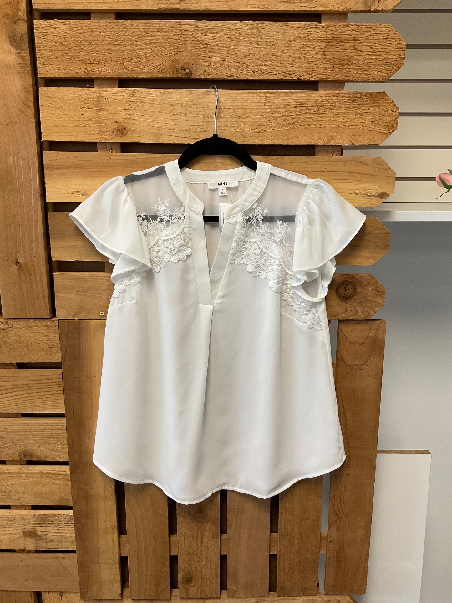 Ruffle Sleeve Lace Crochet Detailed Blouse