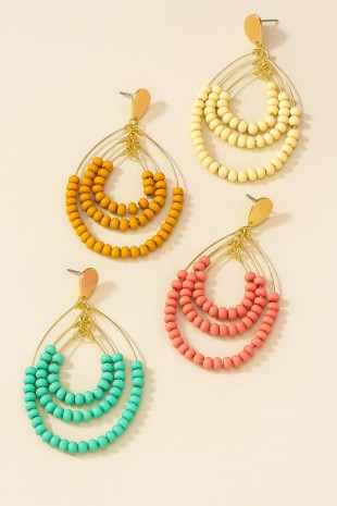 3 Tier Oval Wood Earrings