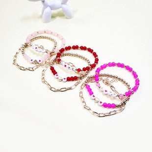 3pc Chain & Love Bracelet Set