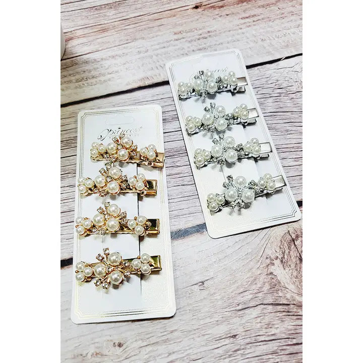 4 Pc Pearl Accent Hair Clips