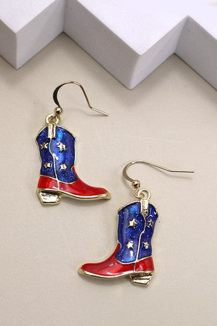 4th Of July Boot Earrings