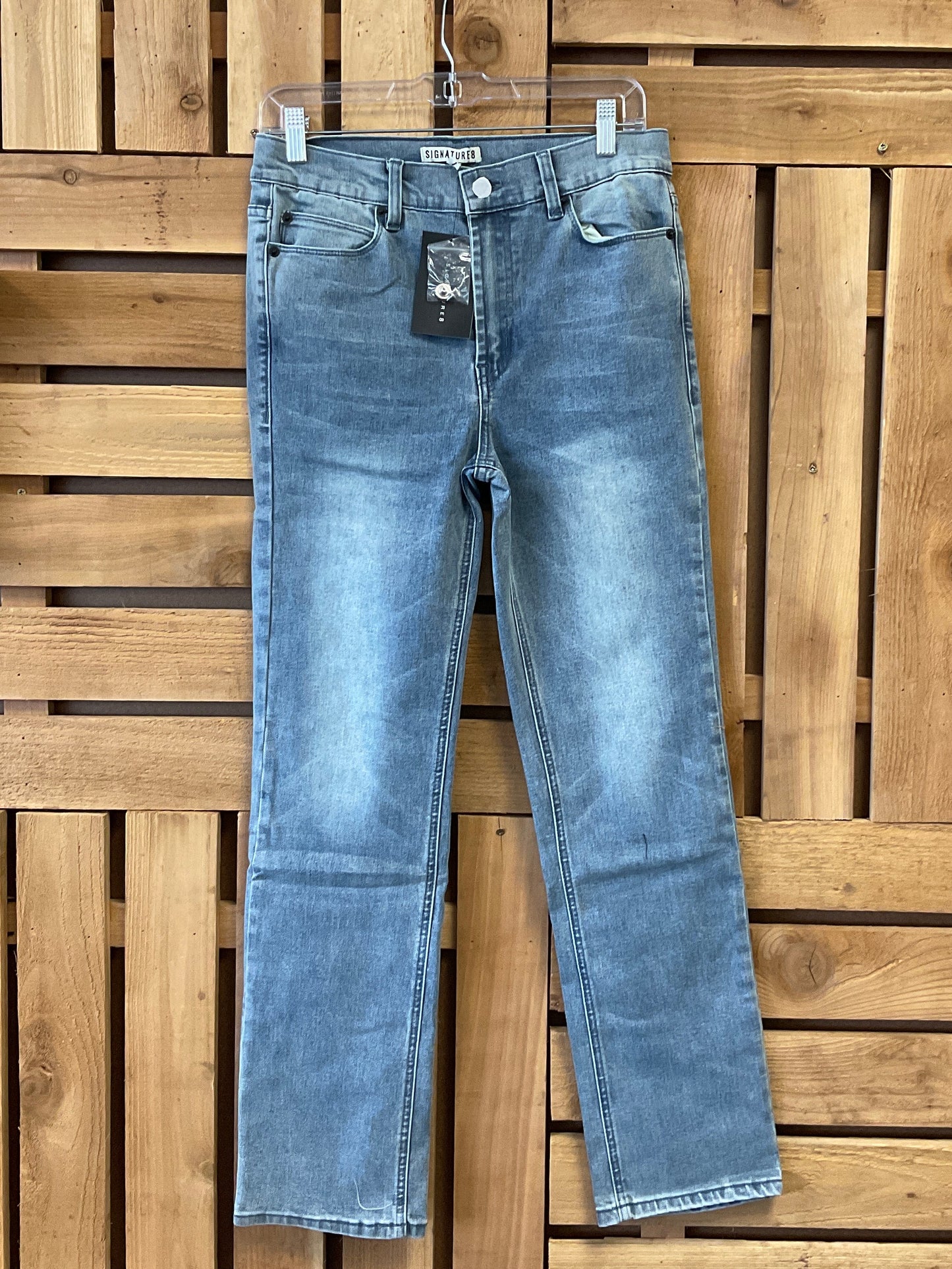 Straight Leg Denim Stretch Pants