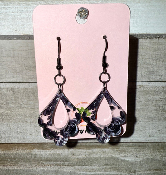 SHD Black floral teardrop