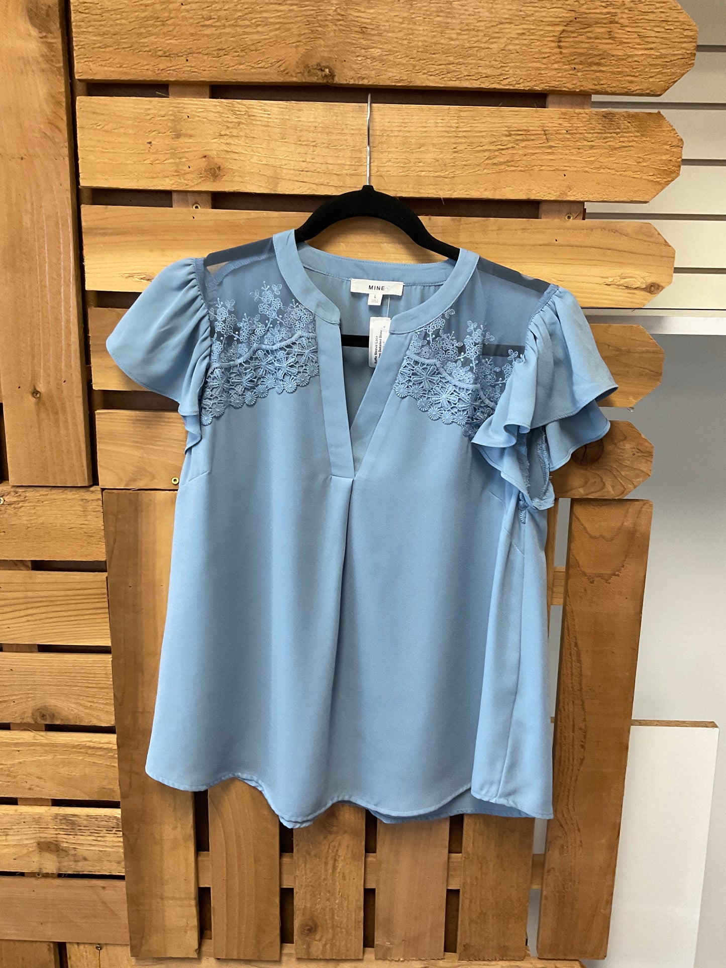 Ruffle Sleeve Lace Crochet Detailed Blouse
