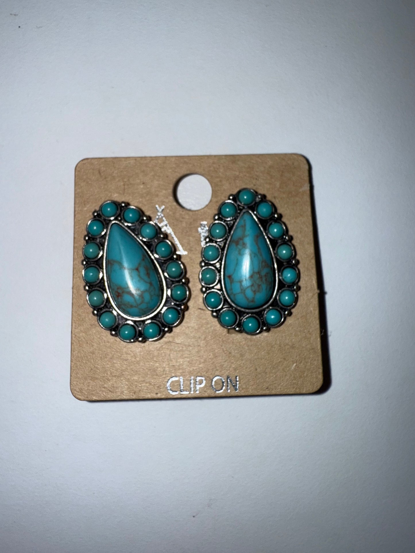 E - Teardrop Turq Clip Ons