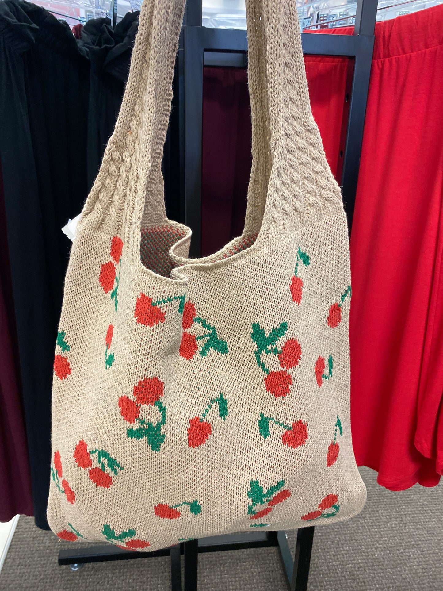Full Of Cherries Crochet Tote Bag