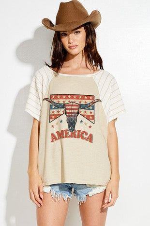 American Skull Raglan SS Top