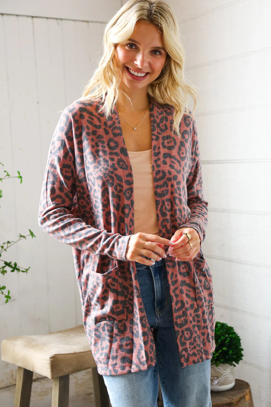 Animal Print Open Cardigan