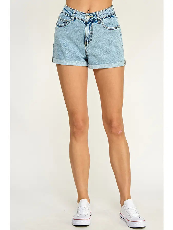 Basic Cuffed Mom Shorts
