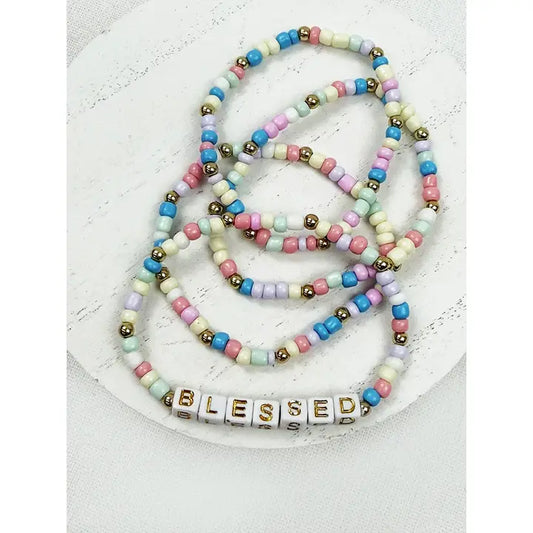 Believe Blessed Layered Stretch Bracelets