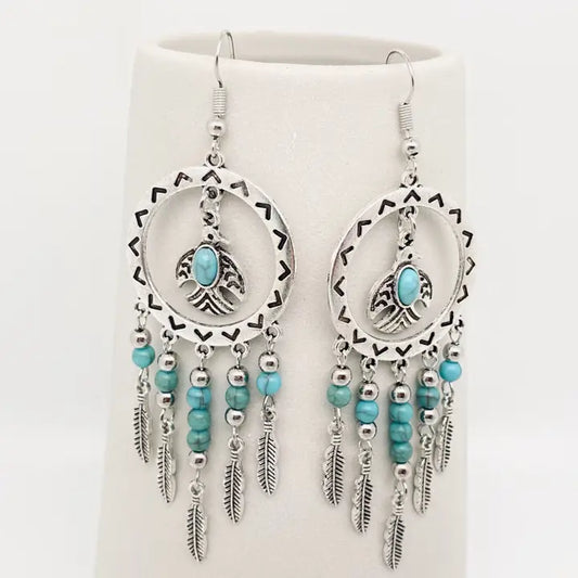 Bird Pendant Tassel Earrings