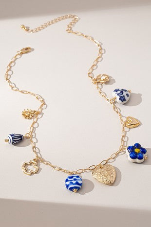 Blue Blossom Charm Necklace