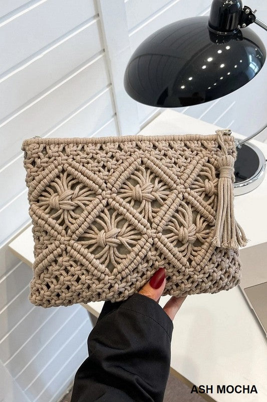 Bohemian Tassel Crochet Shoulder Bag