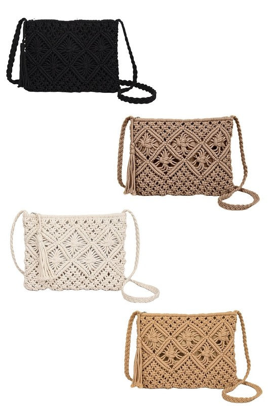 Bohemian Tassel Crochet Shoulder Bag