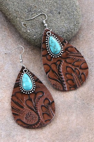 Boho Embossed Leather Earrings