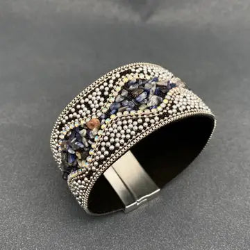 Boho Gravel Beads Magnetic Bangle