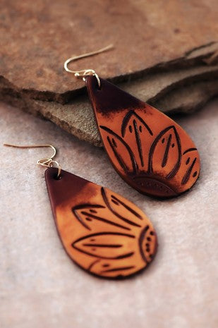 Boho Teardrop Embossed Earrings