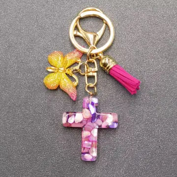 Butterfly Cross Pendant Keychain