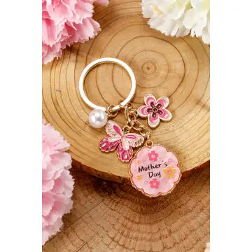 Butterfly Flower Pearl Keychain