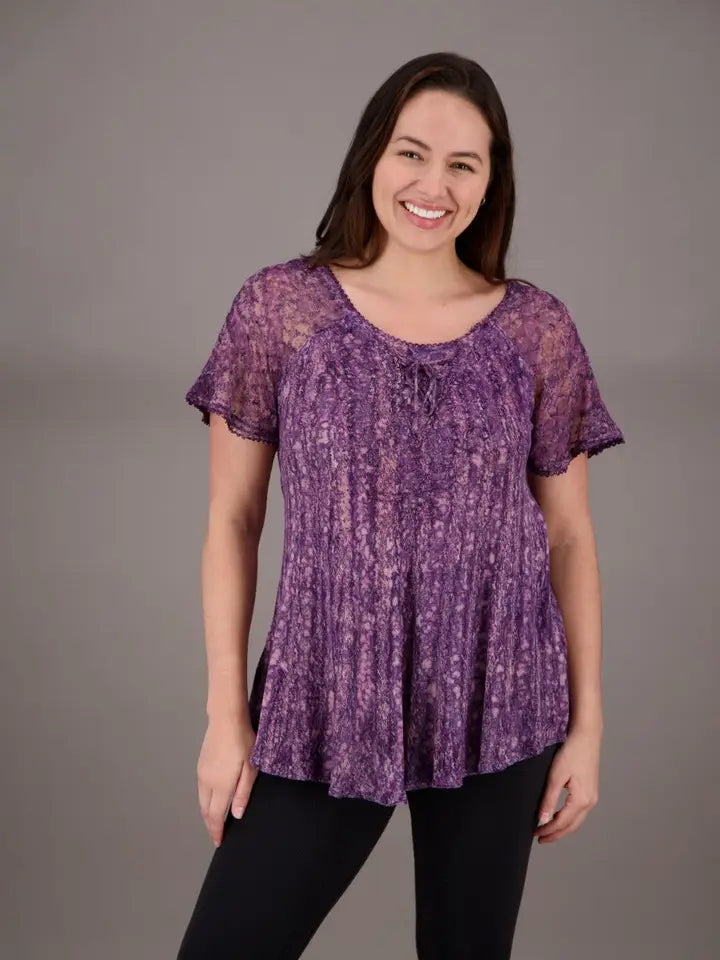 Cap Sleeve Tie Dye Blouse
