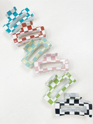 Checker Print Hair Claw Clip
