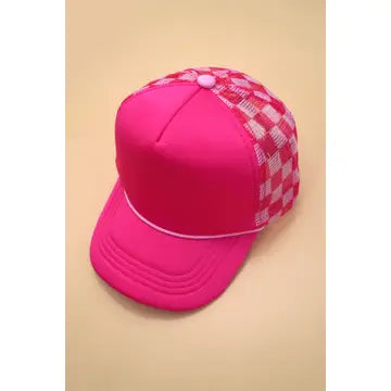 Checkered Mesh Trucker Hat