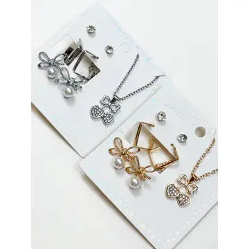 Cherry Necklace & Bow Earring Set