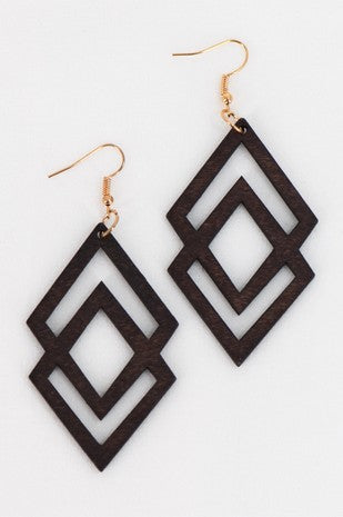 Chevron Laser Cut Wood Earrings