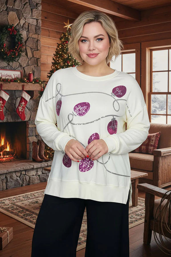 Christmas Pink Sequin Lights Sweatshirt