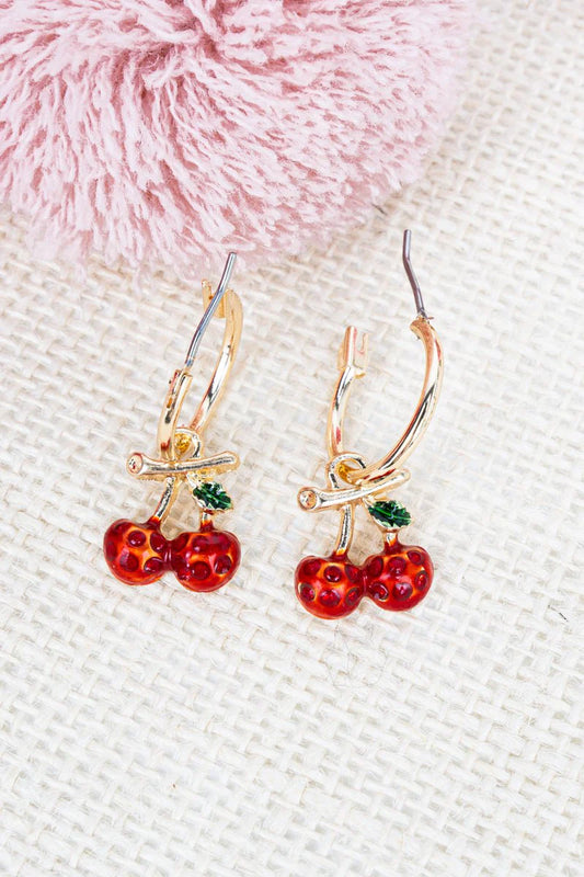 Classic Cherry Hoop Earrings