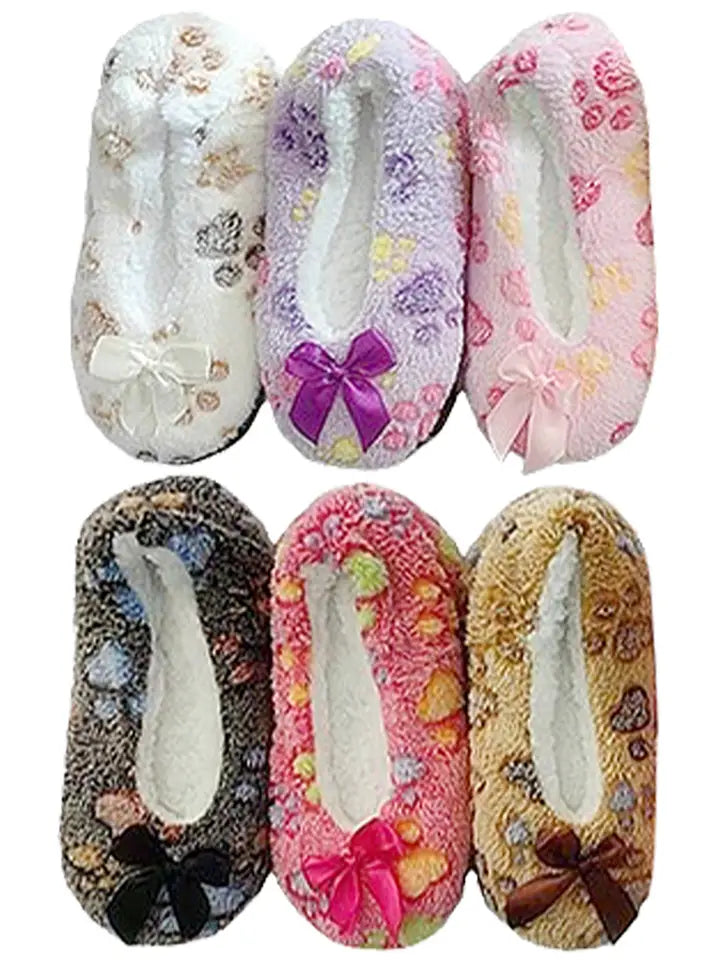 Colorful Paw Fuzzy Slippers