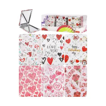 Compact Mirror - Cute Heart Glitter