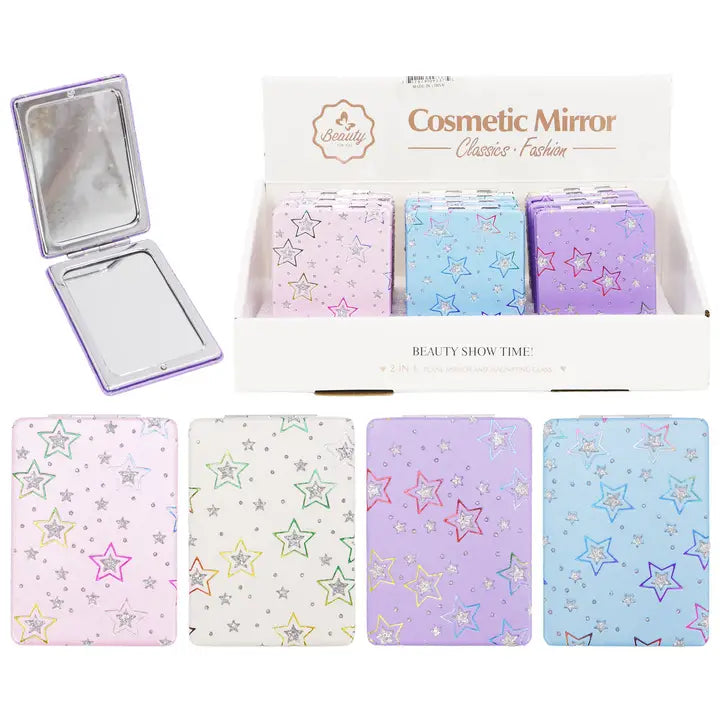 Compact Mirror - Star Glitter Rainbow