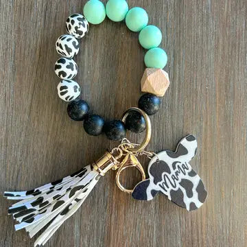 Cow Mama Wristlet Keychain