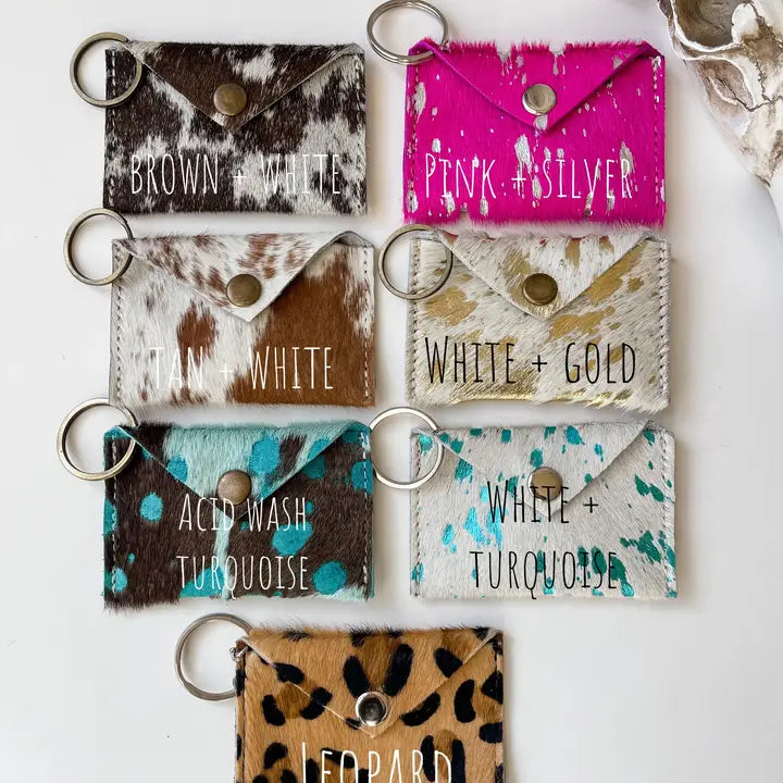 Cowhide Credit Card Holder Keychain