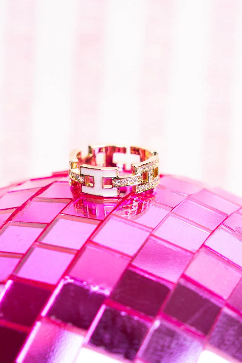 Crystal Chain Link Ring