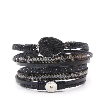 Crystal Multi Layer Magnetic Snap Bracelet