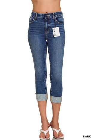Cuffed Skinny Cropped Pants - Misses