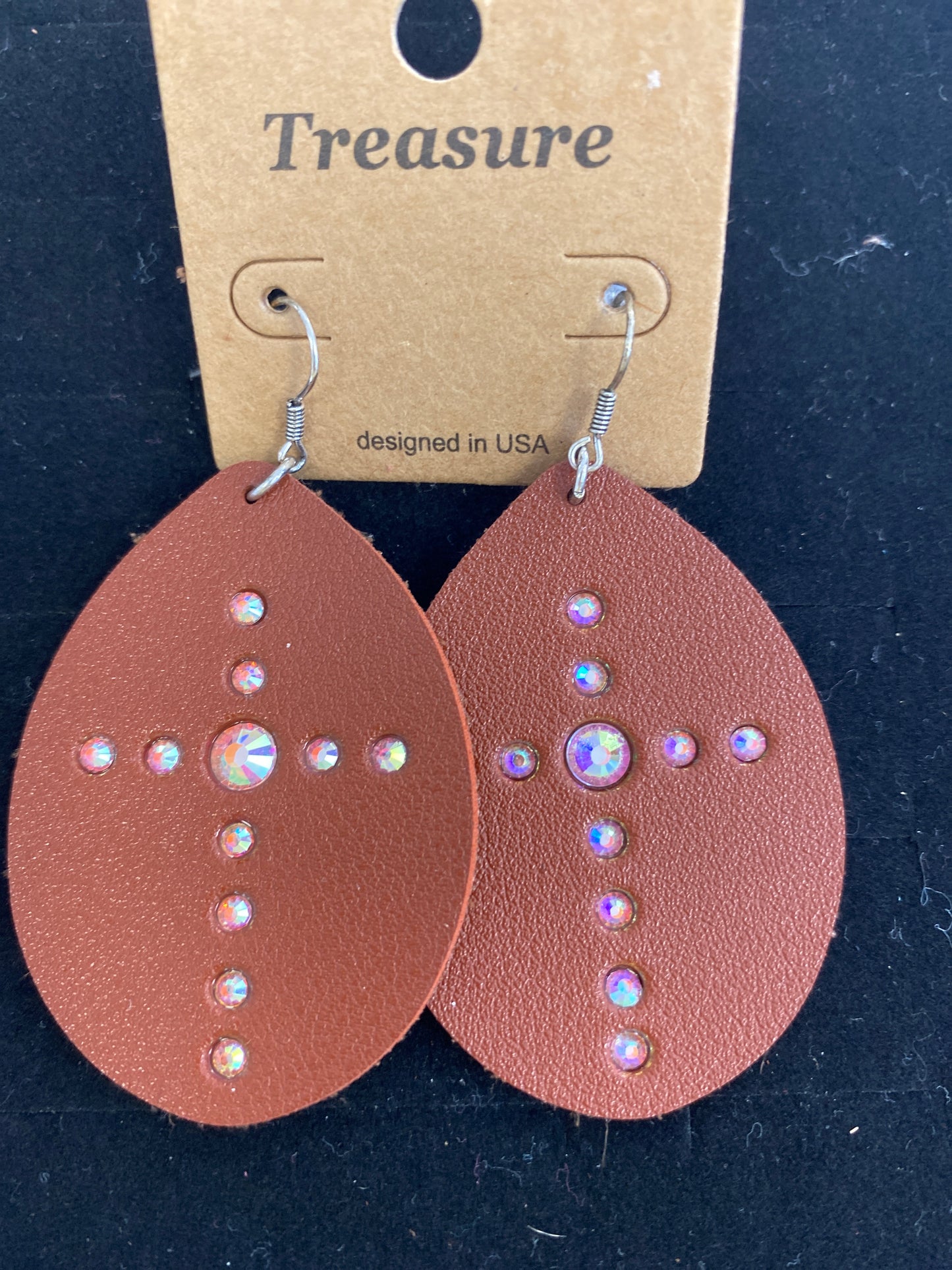 Leather Cross Earrings