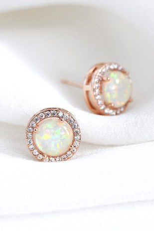 Dainty Opal Stud Earrings