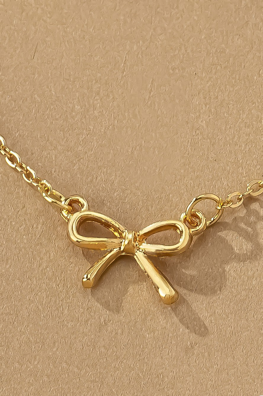 Delicate Bow Pendant Necklace