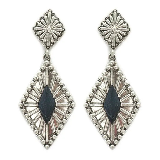 Diamond Shape Semi Precious Stone Earrngs