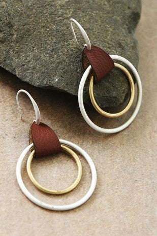 Double Circle Drop Earrings