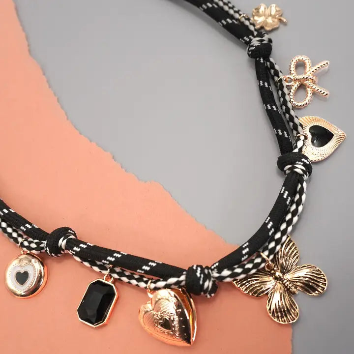 Double Cord Charm Necklace