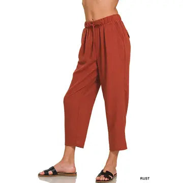 Drawstring Elastic Waist Pants