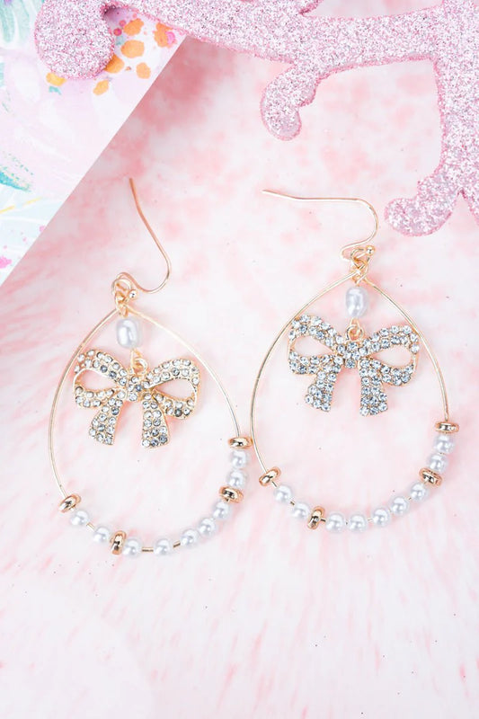 E - Bow & Pearl Teardrop